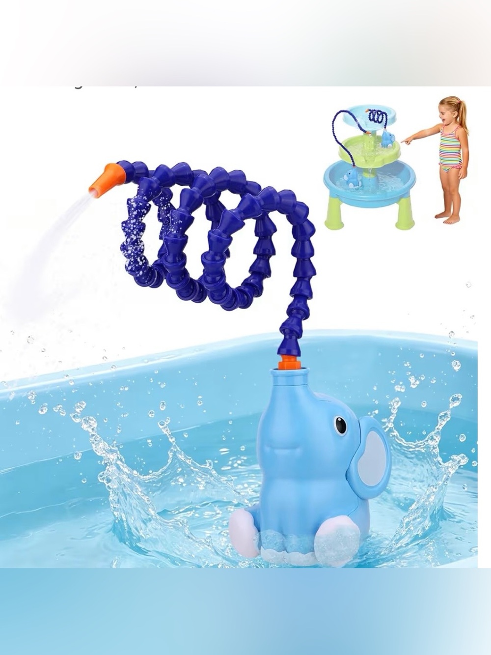 Elephant Water Table Pump Bath Toy Battery Operated Flexible Spray Hose Kids New